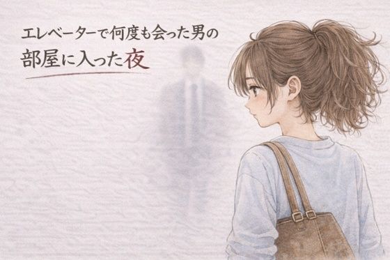 エレベーターで何度も会った男の部屋に入った夜 ―そのままの夜― アイキャッチ画像 【無料同人エロ漫画チョイス】